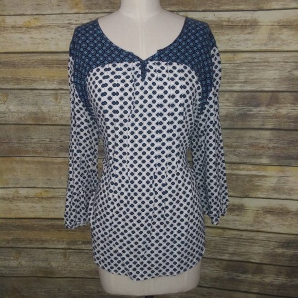 Laura Scott Tops - ⬇️ Laura Scott Blue White Blouse Top LARGE